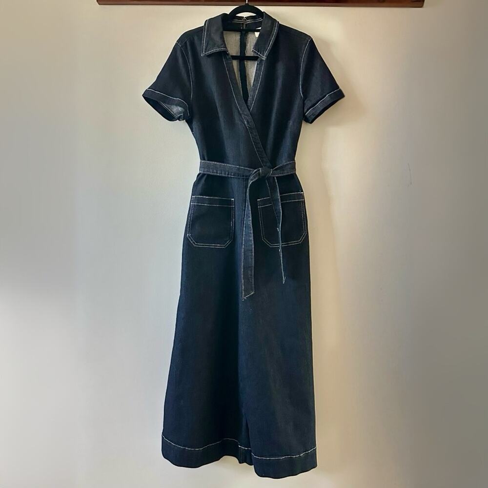 Maeve Wrapped Culotte Jumpsuit: Ponte Edition | Black | Size 6 | Anthropologie - Picture 4 of 16
